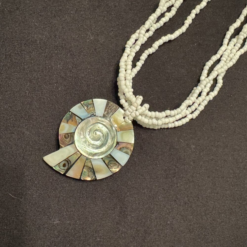 Vintage Shell Choker Multi Strand Necklace Multicolor